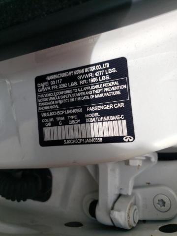 SJKCH5CP1JA040558 - 2018 INFINITI QX30 BASE WHITE photo 10