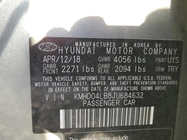 KMHD04LB8JU684632 - 2018 HYUNDAI ELANTRA SP GRAY photo 10