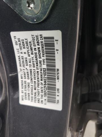 19XFC2F84KE210203 - 2019 HONDA CIVIC SPOR GRAY photo 10