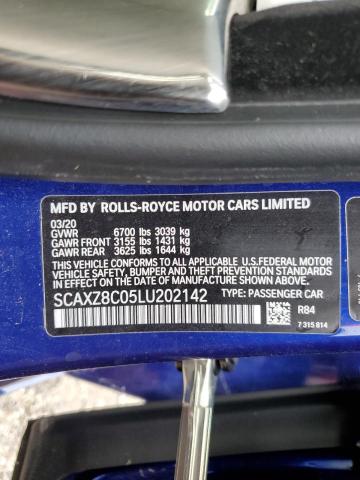 SCAXZ8C05LU202142 - 2020 ROLLS-ROYCE DAWN BASE Bleu photo 10