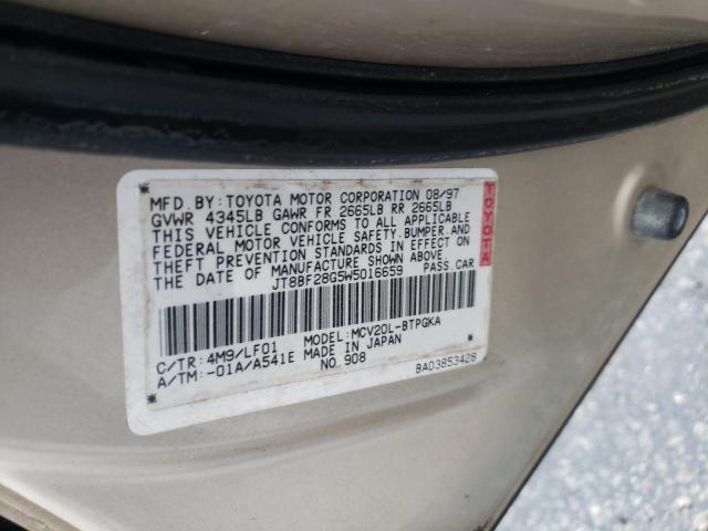 JT8BF28G5W5016659 - 1998 LEXUS ES 300 GOLD photo 10