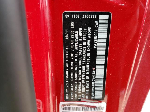 WVWBW7AH6CV010317 - 2012 VOLKSWAGEN EOS KOMFOR წითელი ფოტო 10