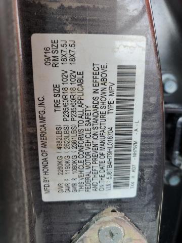 5J8TB4H79HL018704 - 2017 ACURA RDX ADVANC SILVER photo 10