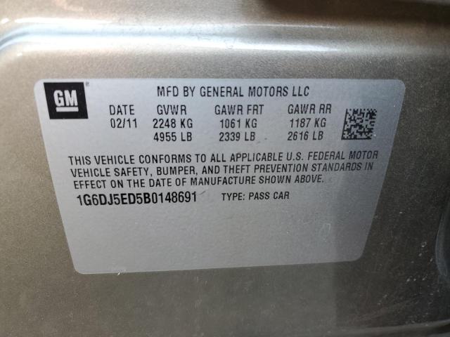 1G6DJ5ED5B0148691 - 2011 CADILLAC CTS PERFOR თაფლისფერი ფოტო 10