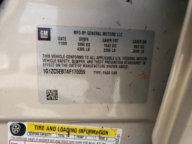 1G1ZC5EB7AF170059 - 2010 CHEVROLET MALIBU 1LT GOLD photo 10