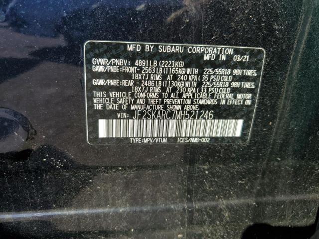 JF2SKARC7MH521246 - 2021 SUBARU FORESTER S BLUE photo 10