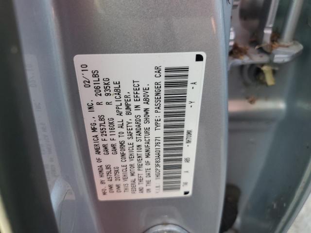 1HGCP3F83AA017671 - 2010 HONDA ACCORD EXL SILVER photo 10