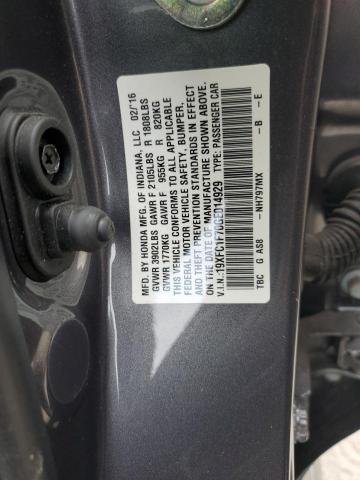 19XFC1F70GE014929 - 2016 HONDA CIVIC EXL  照片 10