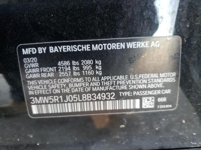 3MW5R1J05L8B34932 - 2020 BMW 330I BLACK photo 10