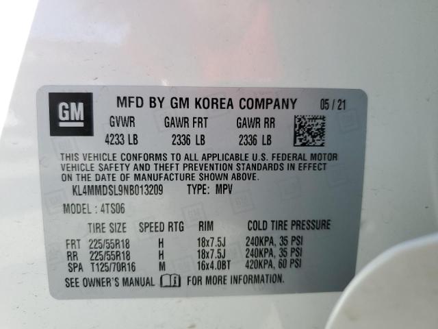 KL4MMDSL9NB013209 - 2022 BUICK ENCORE GX WHITE photo 10