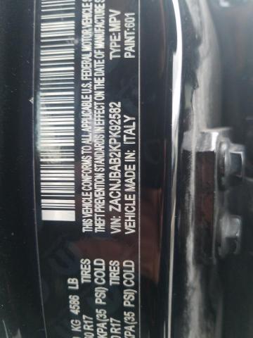 ZACNJBAB2KPK92582 - 2019 JEEP RENEGADE S BLACK photo 10