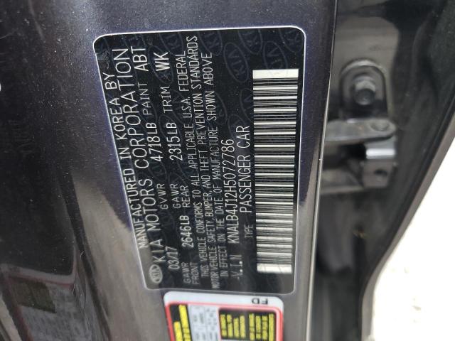 KNALB4J12H5072786 - 2017 KIA CADENZA PR GRAY photo 10