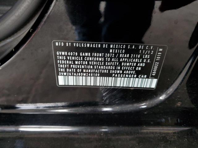 3VW2K7AJ6DM248109 - 2013 VOLKSWAGEN JETTA BASE 黑色 照片 10