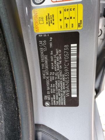 WBANE53597CY05738 - 2007 BMW 525 I GRAY photo 10