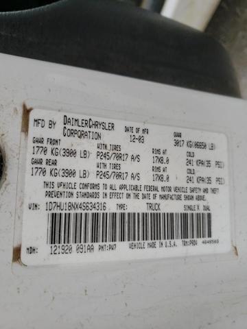 1D7HU18NX4S634316 - 2004 DODGE RAM 1500 ST  photo 10