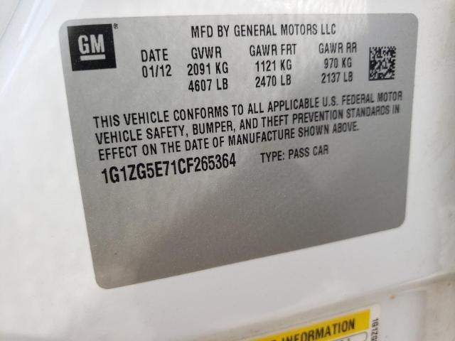 1G1ZG5E71CF265364 - 2012 CHEVROLET MALIBU LTZ თეთრი ფოტო 10