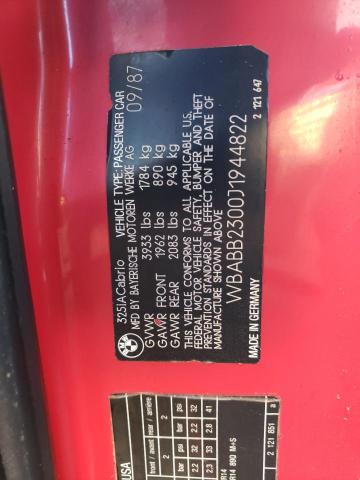 WBABB2300J1944822 - 1988 BMW 325 I AUTO RED photo 10