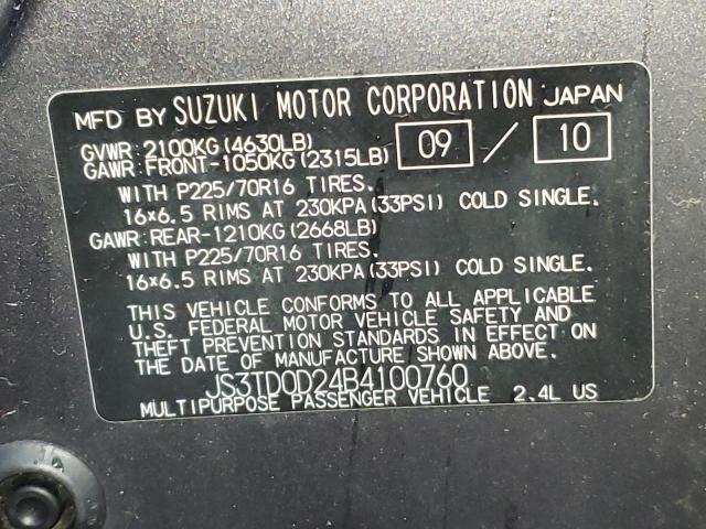 JS3TD0D24B4100760 - 2011 SUZUKI GRAND VITA GRAY photo 10