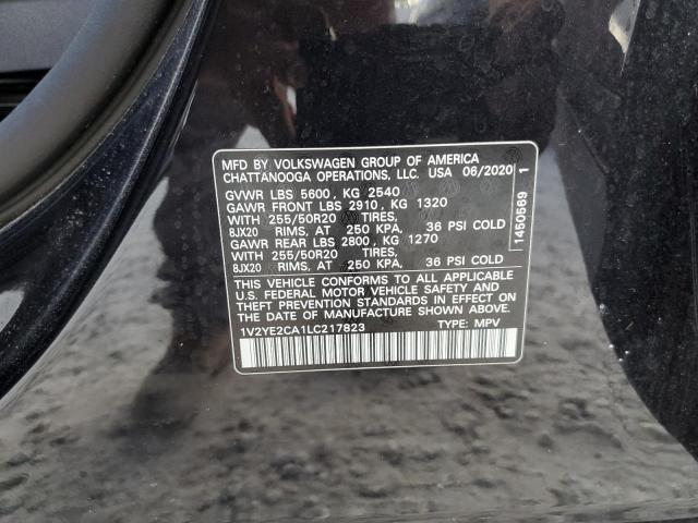 1V2YE2CA1LC217823 - 2020 VOLKSWAGEN ATLAS CROS Черный фото 10