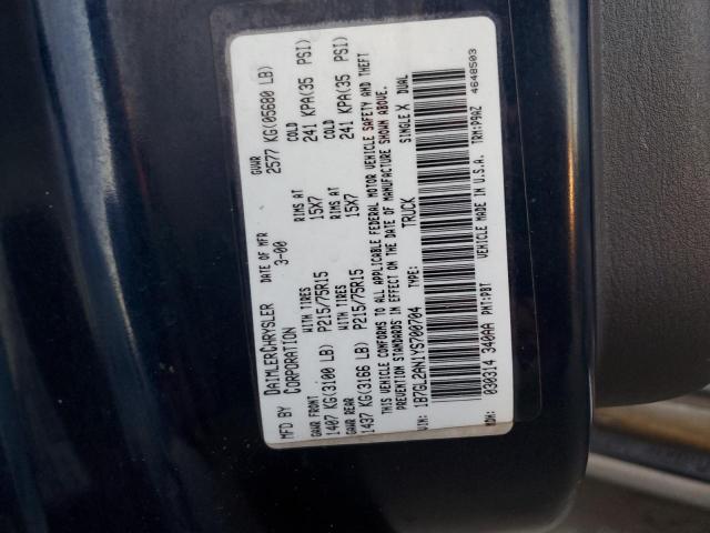 1B7GL2AN1YS700704 - 2000 DODGE DAKOTA QUA BLUE photo 10