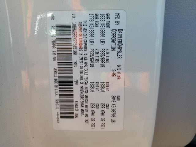 1A8HW582X7F509100 - 2007 CHRYSLER ASPEN LIMI WHITE photo 10