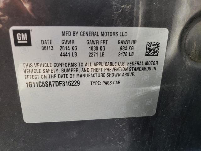 1G11C5SA7DF316229 - 2013 CHEVROLET MALIBU 1LT 灰色 照片 10