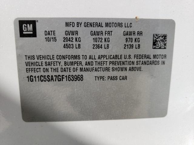 1G11C5SA7GF163968 - 2016 CHEVROLET MALIBU LIM 白色 照片 10