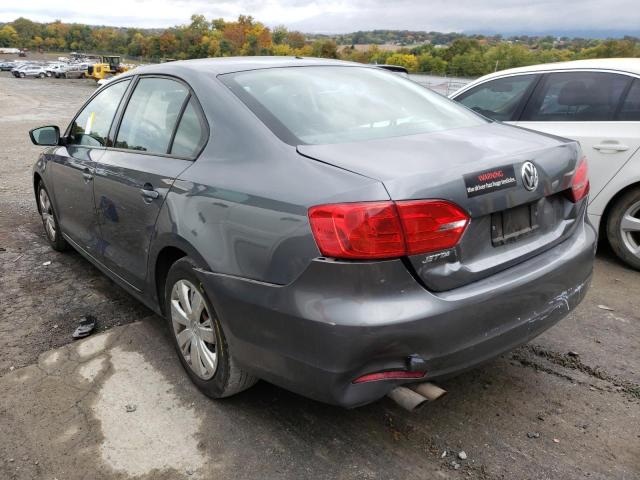 3VW2K7AJ9CM353919 - 2012 VOLKSWAGEN JETTA BASE GRAY photo 3