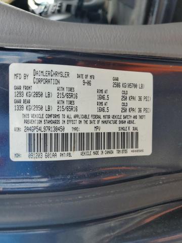 2A4GP54L97R138450 - 2007 CHRYSLER TOWN & COU BLUE photo 10