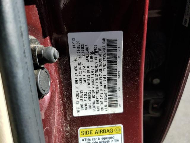 19UUA8F59DA017056 - 2013 ACURA TL TECH BURGUNDY photo 10
