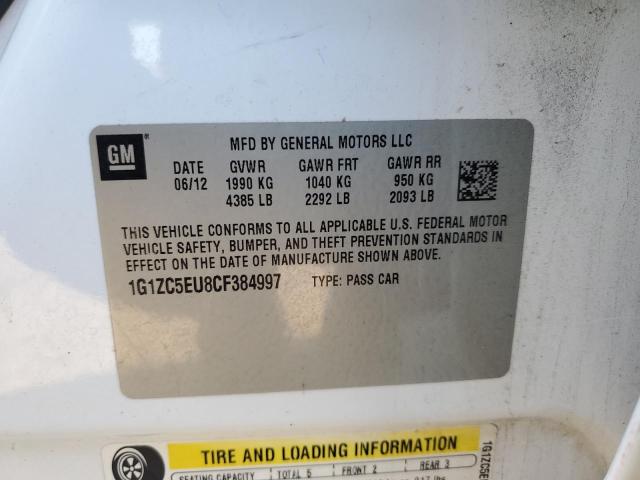 1G1ZC5EU8CF384997 - 2012 CHEVROLET MALIBU 1LT თეთრი ფოტო 10