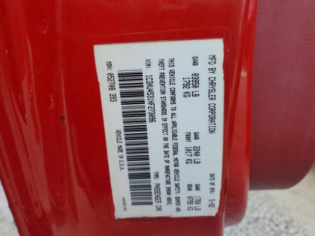 1C3XU4531NF273096 - 1992 CHRYSLER LEBARON 红色 照片 10