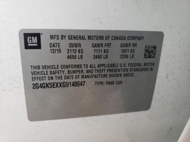 2G4GK5EXXG9148647 - 2016 BUICK REGAL 白色 照片 10