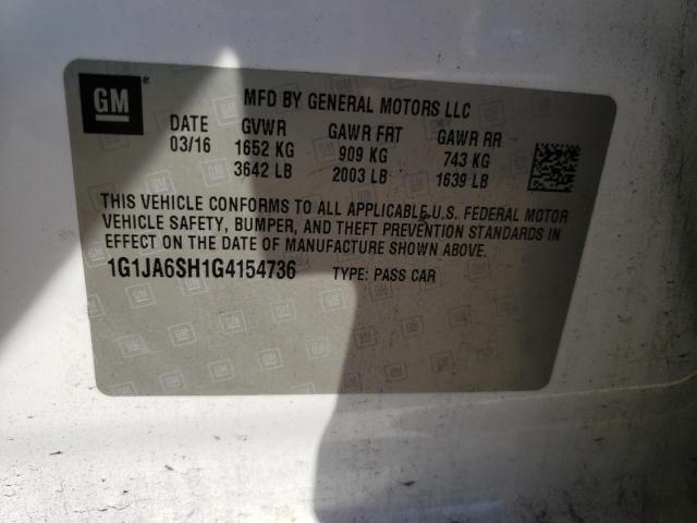 1G1JA6SH1G4154736 - 2016 CHEVROLET SONIC LS 白色 照片 10