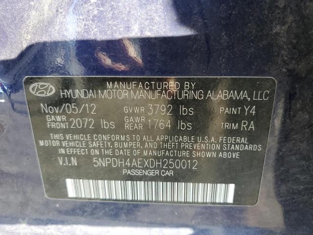 5NPDH4AEXDH250012 - 2013 HYUNDAI ELANTRA 4D BLUE photo 10