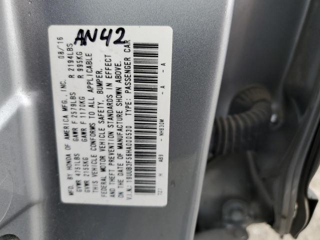 19UUB3F56HA000530 - 2017 ACURA TLX TECH SILVER photo 10