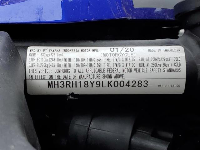 MH3RH18Y9LK004283 - 2020 YAMAHA YZFR3 A BLUE photo 10