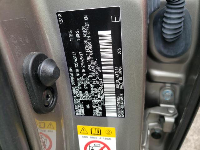 JTJYARBZ4K2145241 - 2019 LEXUS NX 300 BAS GRAY photo 10