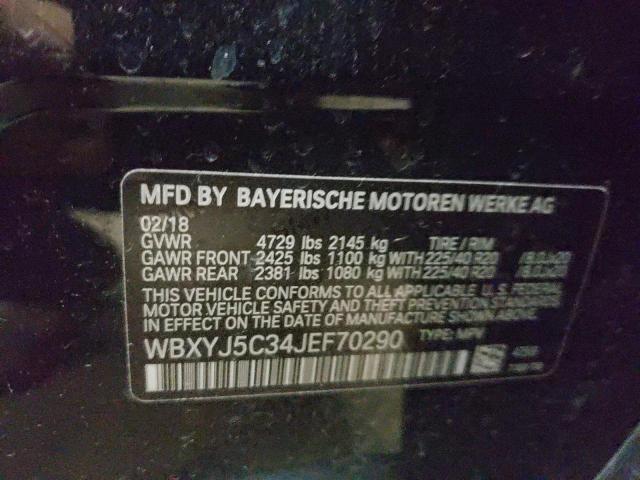 WBXYJ5C34JEF70290 - 2018 BMW X2 XDRIVE2 BLACK photo 10