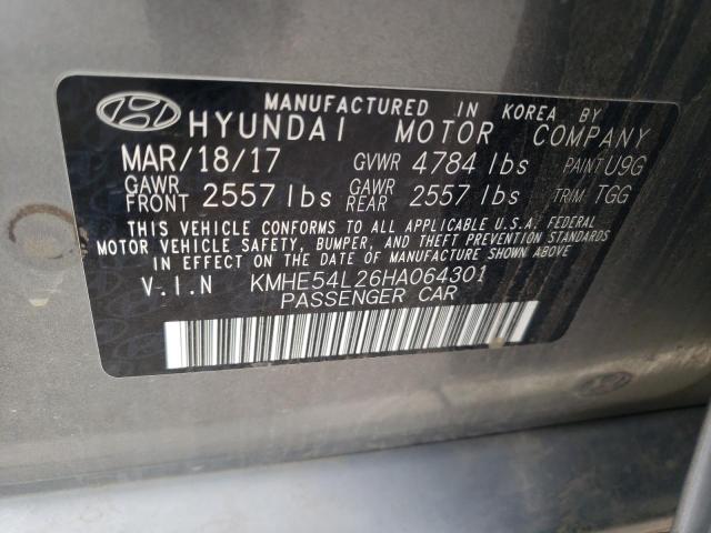 KMHE54L26HA064301 - 2017 HYUNDAI SONATA PLU GRAY photo 10