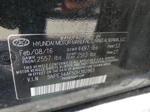 5NPE34AF5GH392865 - 2016 HYUNDAI SONATA SPO BLACK photo 10