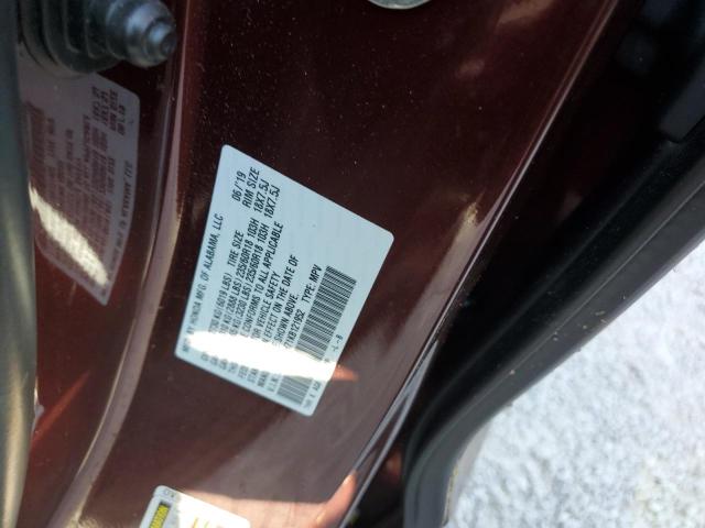 5FNRL6H71KB121952 - 2019 HONDA ODYSSEY EX RED photo 10