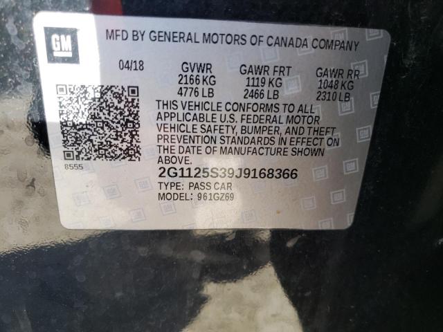 2G1125S39J9168366 - 2018 CHEVROLET IMPALA PRE შავი ფოტო 10