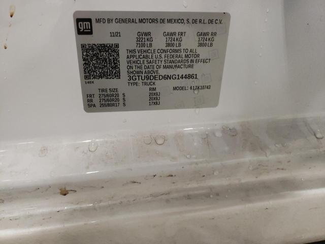 3GTU9DED6NG144861 - 2022 GMC SIERRA LIM WHITE photo 10