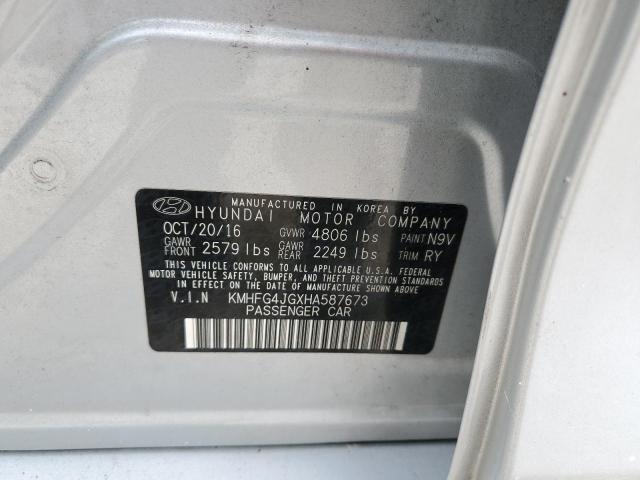 KMHFG4JGXHA587673 - 2017 HYUNDAI AZERA GRAY photo 10