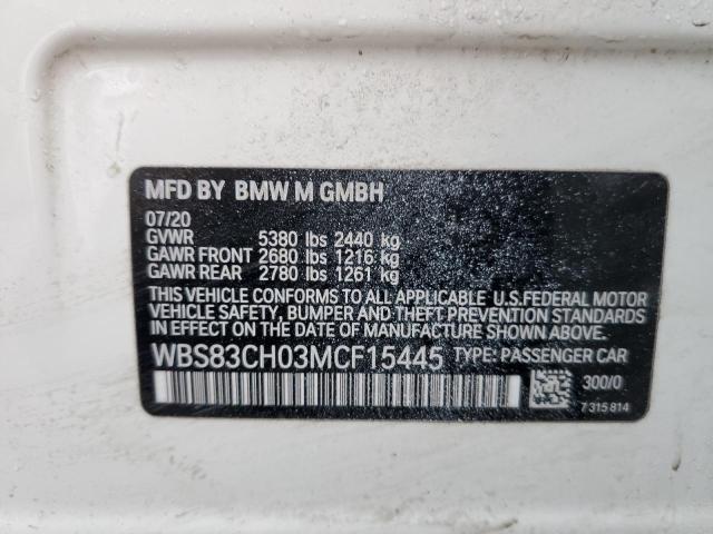 WBS83CH03MCF15445 - 2021 BMW M5 WHITE photo 12