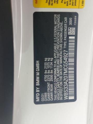 WBS33AZ07MCG54927 - 2021 BMW M4 COMPETI WHITE photo 10