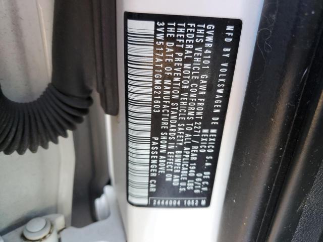 3VW517AT1GM821603 - 2016 VOLKSWAGEN BEETLE S/S 白色 照片 10