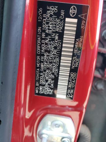 JTDBT923871115221 - 2007 TOYOTA YARIS RED photo 10