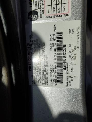 3FAHP0JG8CR263888 - 2012 FORD FUSION SEL SILVER photo 10